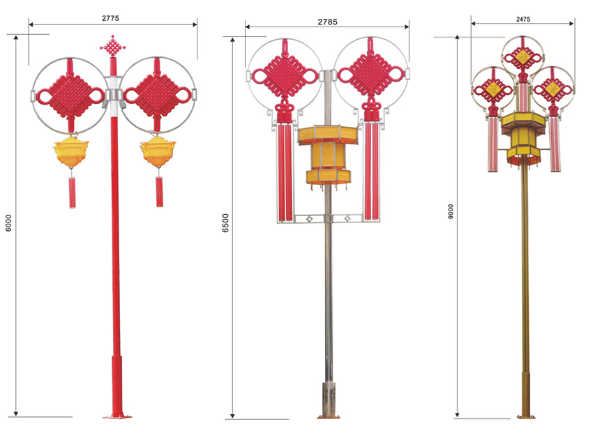 6米、9米高立桿中國(guó)結(jié)燈宮燈尺寸圖